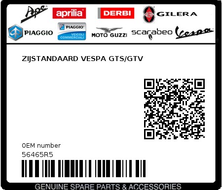 Product image: Piaggio - 56465R5 - ZIJSTANDAARD VESPA GTS/GTV  0