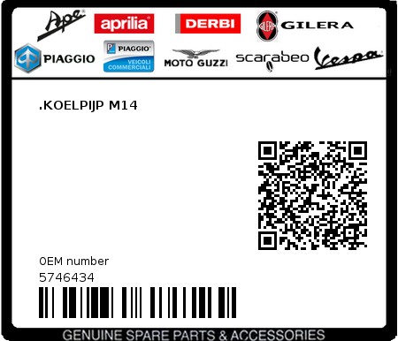 Product image: Piaggio - 5746434 - .KOELPIJP M14  0