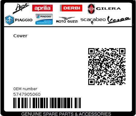 Product image: Piaggio - 5747905060 - Cover  0