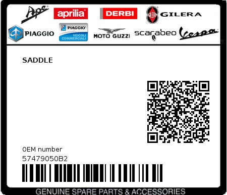 Product image: Piaggio - 57479050B2 - SADDLE  0