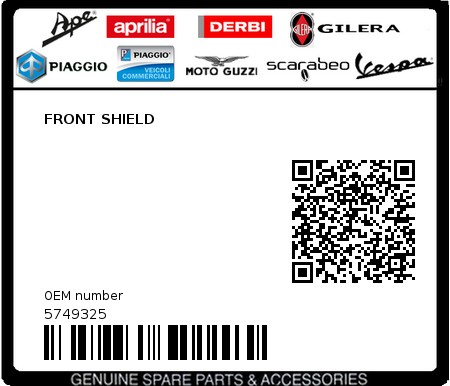 Product image: Piaggio - 5749325 - FRONT SHIELD  0