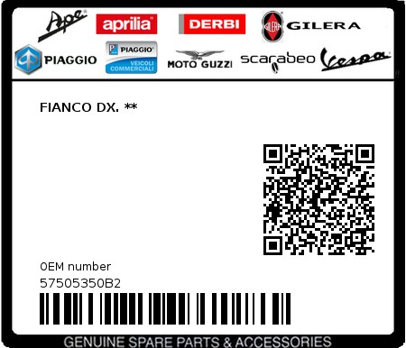 Product image: Piaggio - 57505350B2 - FIANCO DX. **  0