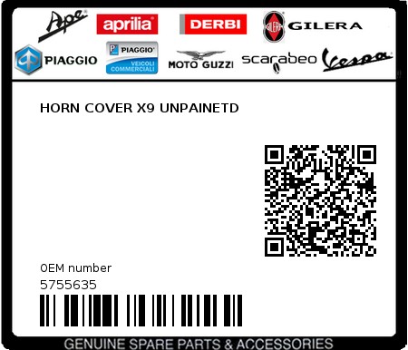 Product image: Piaggio - 5755635 - HORN COVER X9 UNPAINETD  0