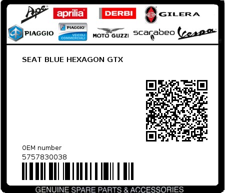 Product image: Piaggio - 5757830038 - SEAT BLUE HEXAGON GTX  0