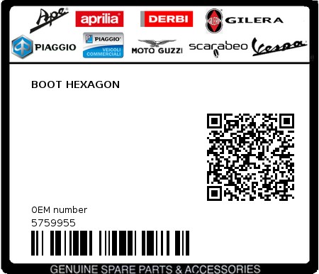 Product image: Piaggio - 5759955 - BOOT HEXAGON  0