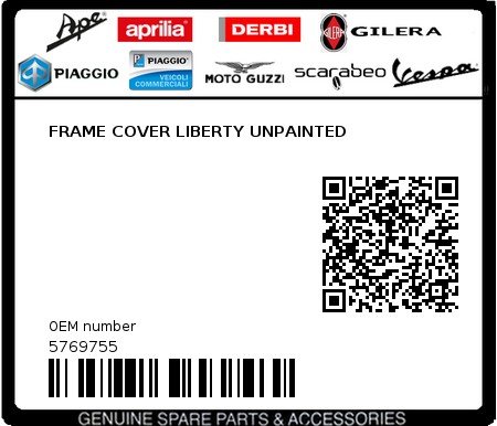 Product image: Piaggio - 5769755 - FRAME COVER LIBERTY UNPAINTED  0