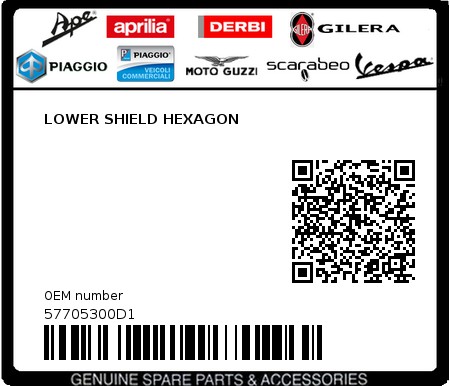 Product image: Piaggio - 57705300D1 - LOWER SHIELD HEXAGON  0