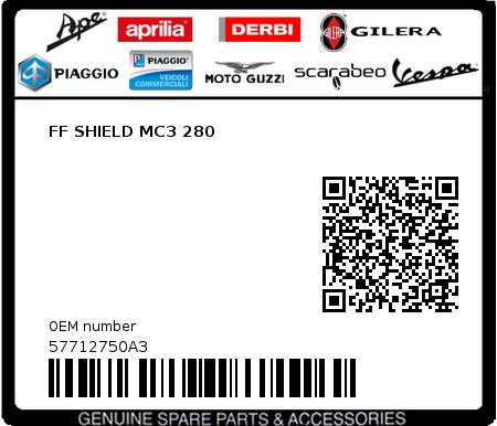 Product image: Piaggio - 57712750A3 - FF SHIELD MC3 280  0