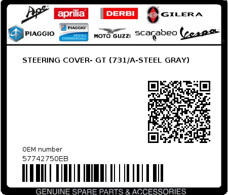 Product image: Piaggio - 57742750EB - STEERING COVER- GT (731/A-STEEL GRAY)  0
