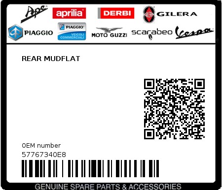 Product image: Piaggio - 57767340E8 - REAR MUDFLAT  0