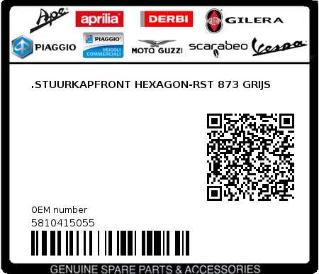Product image: Piaggio - 5810415055 - .STUURKAPFRONT HEXAGON-RST 873 GRIJS  0