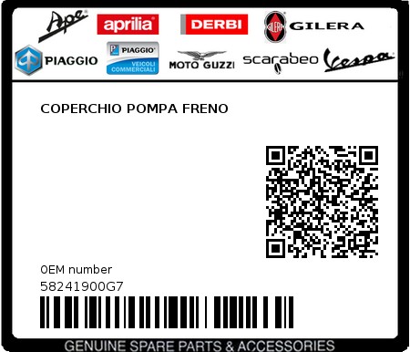 Product image: Piaggio - 58241900G7 - COPERCHIO POMPA FRENO  0