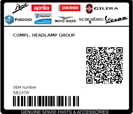 Product image: Piaggio - 58247R - COMPL. HEADLAMP GROUP  0