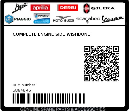 Product image: Piaggio - 58648R5 - COMPLETE ENGINE SIDE WISHBONE  0