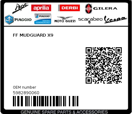 Product image: Piaggio - 5982890060 - FF MUDGUARD X9  0
