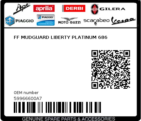 Product image: Piaggio - 59966600A7 - FF MUDGUARD LIBERTY PLATINUM 686  0