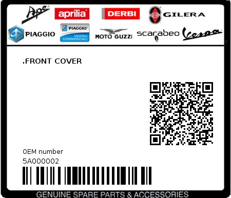 Product image: Piaggio - 5A000002 - .FRONT COVER  0