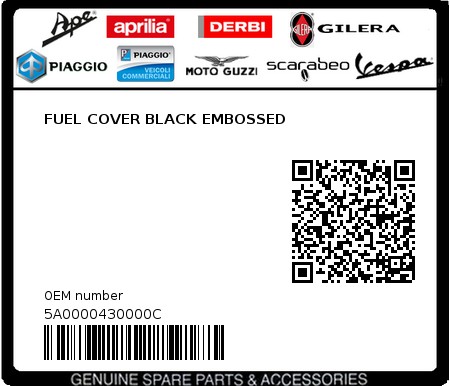 Product image: Piaggio - 5A0000430000C - FUEL COVER BLACK EMBOSSED  0