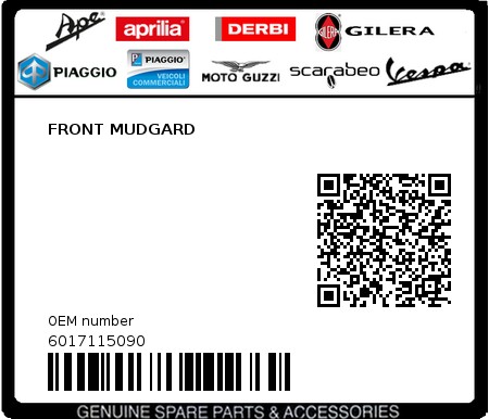 Product image: Piaggio - 6017115090 - FRONT MUDGARD  0