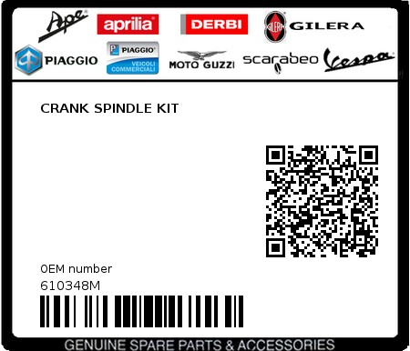 Product image: Piaggio - 610348M - CRANK SPINDLE KIT  0