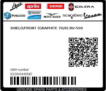 Product image: Piaggio - 62004440ND - SHIELD/FRONT (GRAPHITE 70/A) BV-500  0