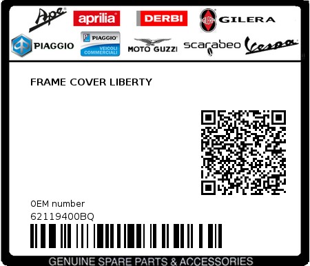 Product image: Piaggio - 62119400BQ - FRAME COVER LIBERTY  0