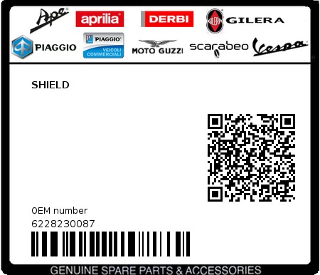 Product image: Piaggio - 6228230087 - SHIELD  0