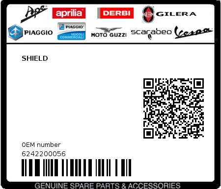Product image: Piaggio - 6242200056 - SHIELD  0