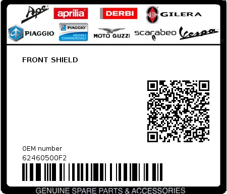 Product image: Piaggio - 62460500F2 - FRONT SHIELD  0