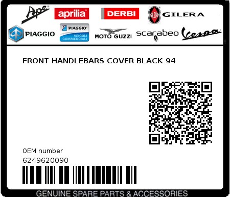 Product image: Piaggio - 6249620090 - FRONT HANDLEBARS COVER BLACK 94  0