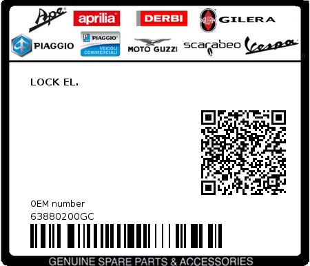 Product image: Piaggio - 63880200GC - LOCK EL.  0
