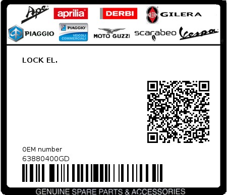 Product image: Piaggio - 63880400GD - LOCK EL.  0