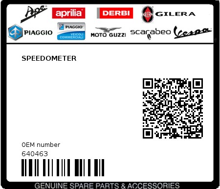 Product image: Piaggio - 640463 - SPEEDOMETER  0