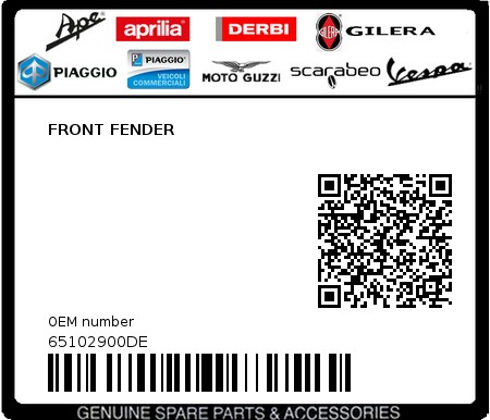 Product image: Piaggio - 65102900DE - FRONT FENDER  0