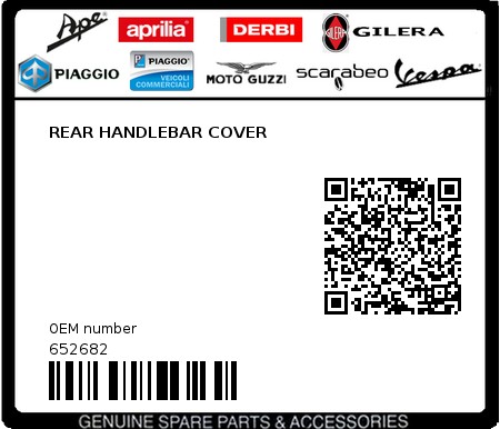 Product image: Piaggio - 652682 - REAR HANDLEBAR COVER  0