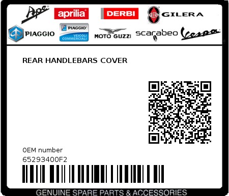 Product image: Piaggio - 65293400F2 - REAR HANDLEBARS COVER  0