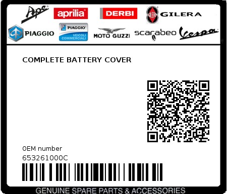 Product image: Piaggio - 653261000C - COMPLETE BATTERY COVER  0