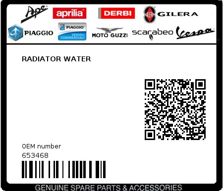 Product image: Piaggio - 653468 - RADIATOR WATER  0