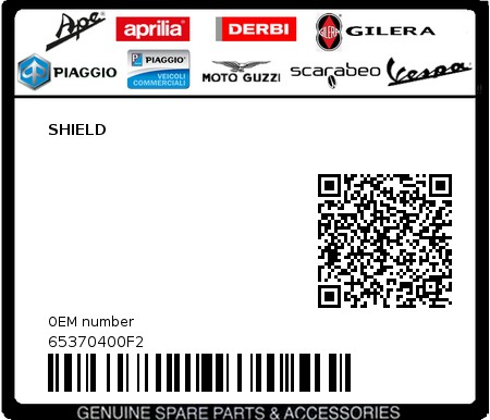 Product image: Piaggio - 65370400F2 - SHIELD  0
