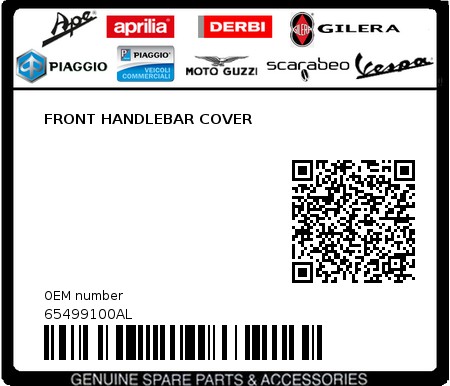Product image: Piaggio - 65499100AL - FRONT HANDLEBAR COVER  0
