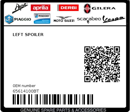 Product image: Piaggio - 65614100BT - LEFT SPOILER  0