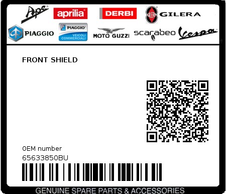 Product image: Piaggio - 65633850BU - FRONT SHIELD  0