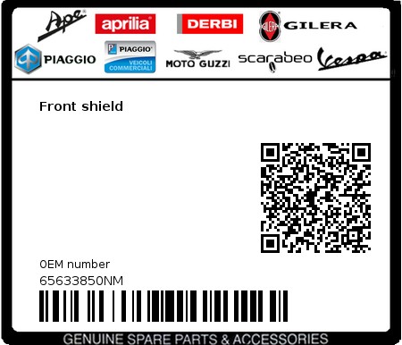 Product image: Piaggio - 65633850NM - Front shield  0
