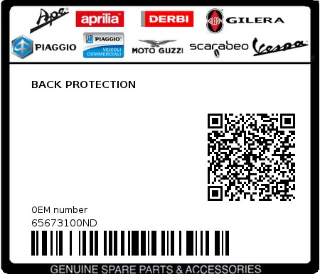 Product image: Piaggio - 65673100ND - BACK PROTECTION  0