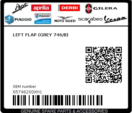 Product image: Piaggio - 65746200XH1 - LEFT FLAP (GREY 746/B)  0
