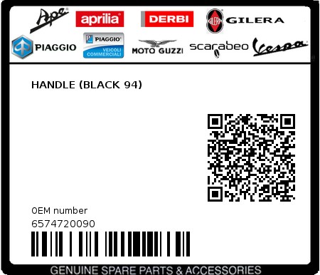 Product image: Piaggio - 6574720090 - HANDLE (BLACK 94)  0