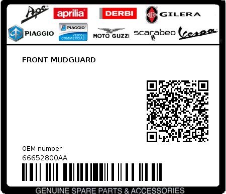 Product image: Piaggio - 66652800AA - FRONT MUDGUARD  0