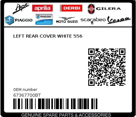 Product image: Piaggio - 67367700BT - LEFT REAR COVER WHITE 556  0