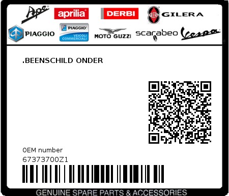 Product image: Piaggio - 67373700Z1 - .BEENSCHILD ONDER  0