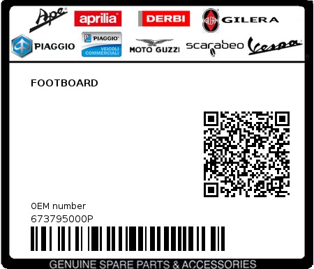 Product image: Piaggio - 673795000P - FOOTBOARD  0